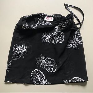 Peppermint Bay Sheer Wrap Waist Pineapple Print Beach Coverup Swim Skirt Sarong